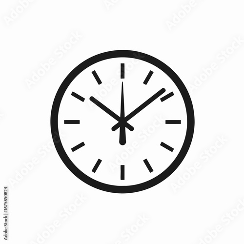 Classic simplistic round clock showing the time in black silhouette