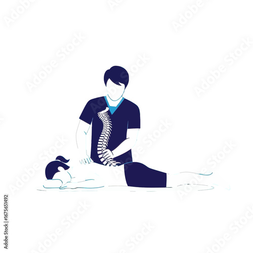 A medical professional provides a spinal adjustment to a patient lying on a treatment table.