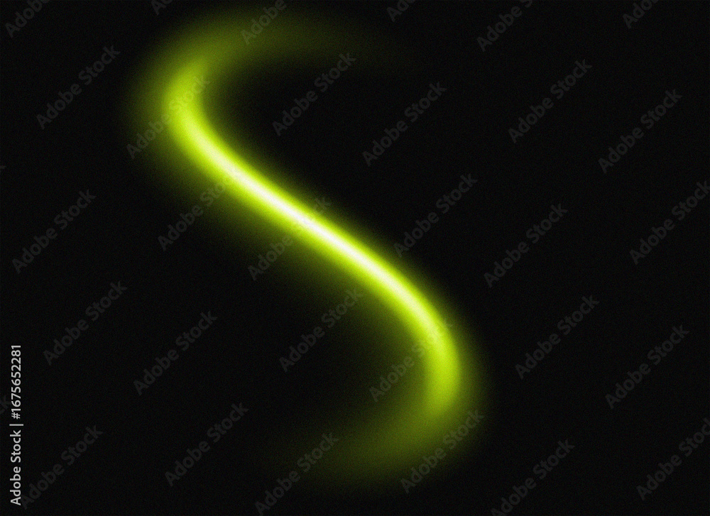 Obraz premium Glowing Green Swirl on Black Abstract Light Effect