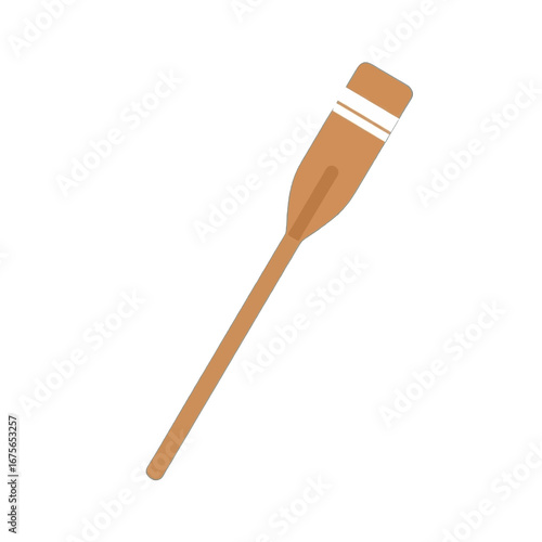 A simple, flat illustration of a wooden oar against a black background.