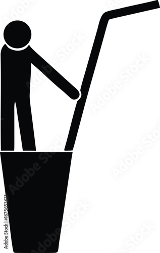 straw bend silhouette vector