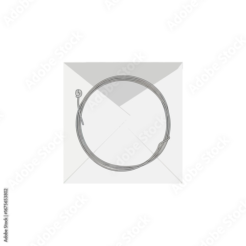 A coiled wire, nestled neatly within a white envelope, illustrates a simple yet elegant design.
