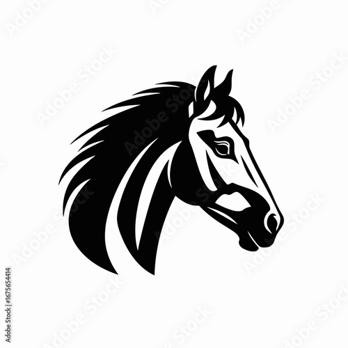 Majestic equine head showcases beauty in this striking black and white silhouette