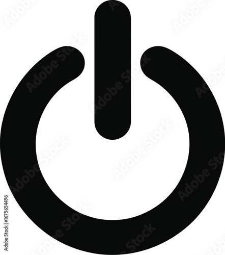 Black power symbol on white background on off technology
