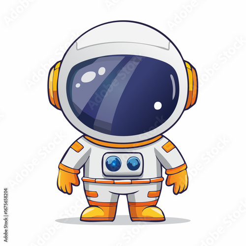 Cute Astronaut Cartoon Character in Spacesuit