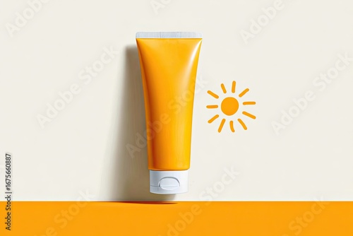 Sunscreen tube on a white background