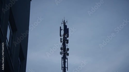 telecommunication tower with antennas