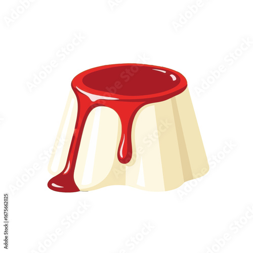 A delectable, creamy dessert with a rich, red topping.