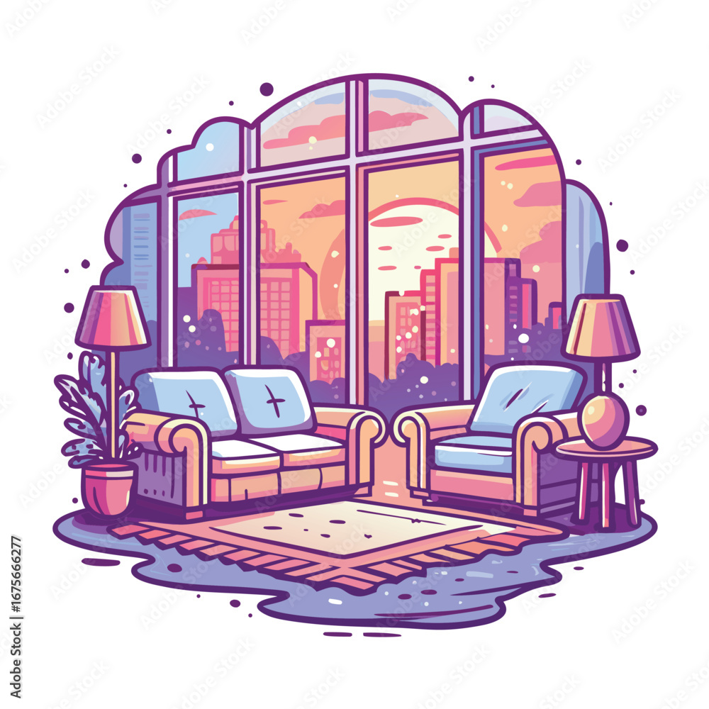 Naklejka premium Sunset Living Room