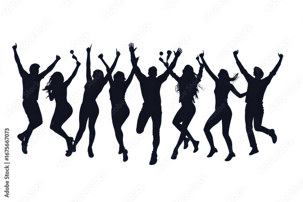 Fototapeta premium Group of people dancing joyfully at an outdoor celebration during the evening, showcasing their energy and excitement under the night sky
