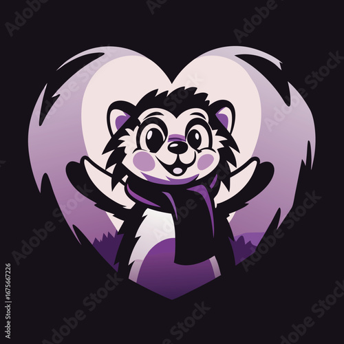 Cute skunk in heart