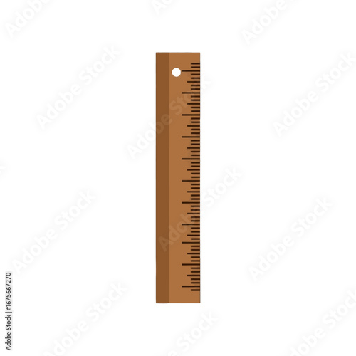 A simple, upright, wooden measuring ruler is depicted against a black background.