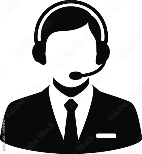 Customer service representative illustration wearing a headset and suit ready to help with inquiries providing excellent assistance and support to clients ensuring satisfaction and efficiency