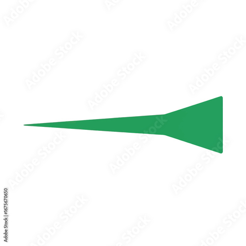 A simple, pointed, emerald-green shape against a pure black background.