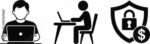 Online security concept depicting remote work with financial protection showcasing data privacy and safe transactions for digital businesses and personal online activity with encrypted connections