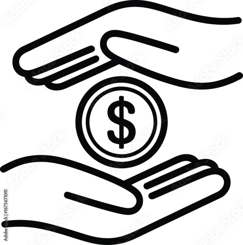 Protecting Your Financial Future A Visual Metaphor for Savings Investment and Financial Security with Hands and Dollar Sign Coin Representing Wealth Preservation