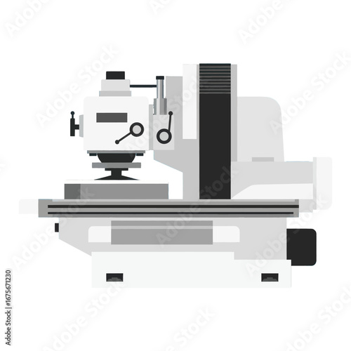 A detailed illustration of a modern industrial machine tool, showcasing its precise components and functional design.