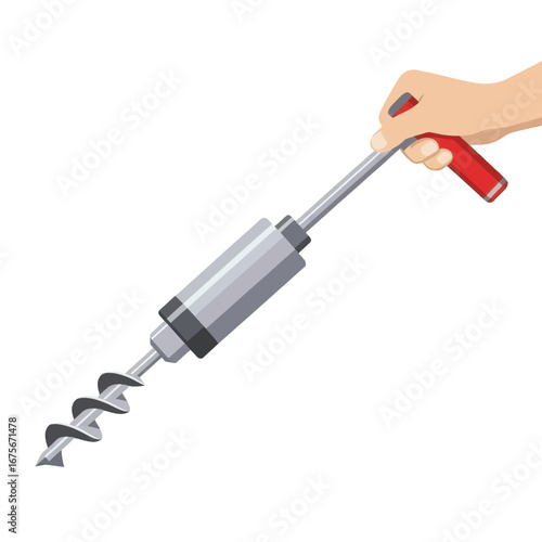 A hand-held drill is depicted in a simple, flat design against a black background.