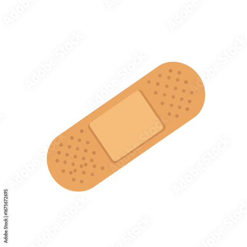 A simple, flat illustration of a standard adhesive bandage against a black background.