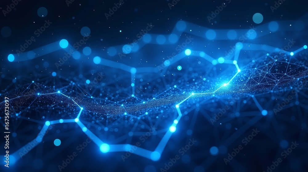 Fototapeta premium Glowing Blue Network Connections abstract technology