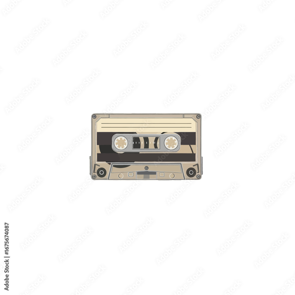 Fototapeta premium A vintage cassette tape illustration, displaying a simple design in muted beige and gray tones.