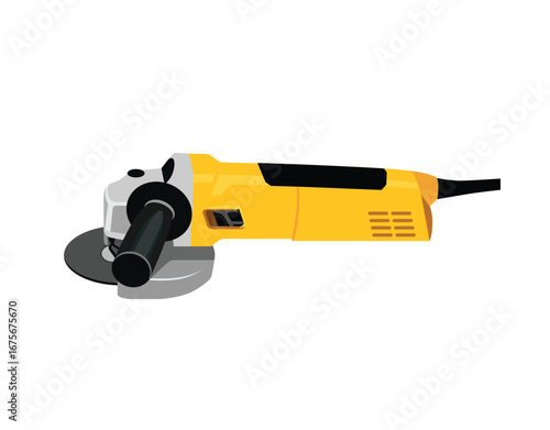 Angle Grinder Vector illustration isolated on white background – Industrial Power Tool