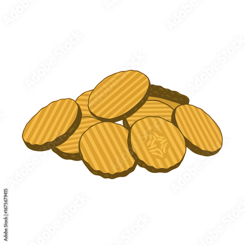 A pile of sliced dill pickles displays a textured, golden-yellow exterior against a black background.