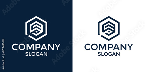 CSP company logo with a hexagonal concept, with a modern concept