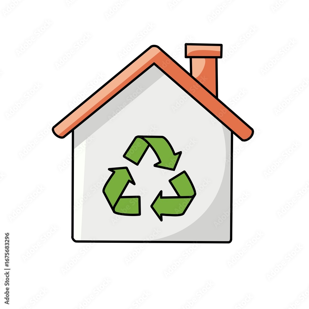 Fototapeta premium House icon with recycled image pattren