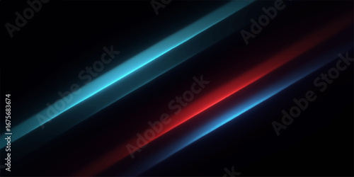 Black abstract illustration with glowing blue light ray lines, digital art backdrop, and a motion wave pattern