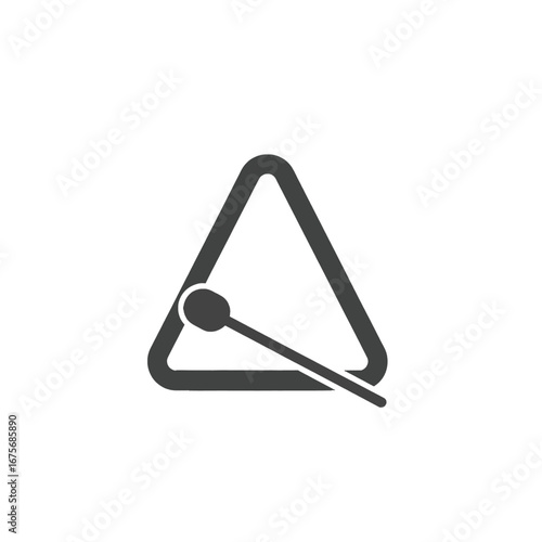A simple, graphic illustration of a triangle percussion instrument, outlined in dark gray against a plain black background.
