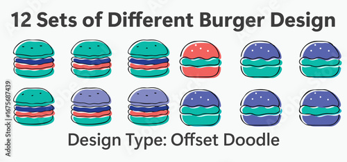 Offset Doodle Burger Illustration Pack