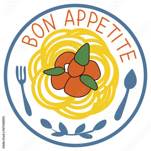 	
Pasty Bon Appetite Spaghetti Italian Food. Retro Amalfi Mediterranean Style. Cafe Restaurant Menu Page Illustration. Cartoon Vibrant Summer Resort Vacation Holiday Advertising 	