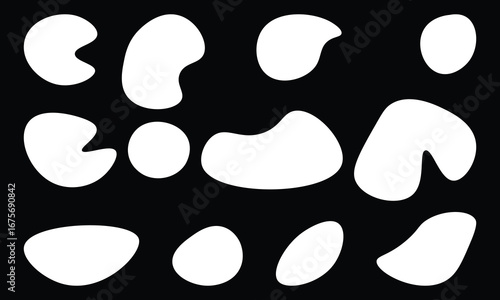 Random organic blob shapes. Black cube drops. Liquid organic silhouette blob in modern style.
