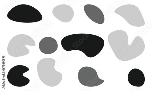 Random organic blob shapes. Black cube drops. Liquid organic silhouette blob in modern style.