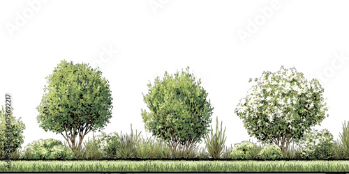Green Isolated Trees Vector – Environmental Woods Collection with Greenery Shapes for Landscape Elevation Design