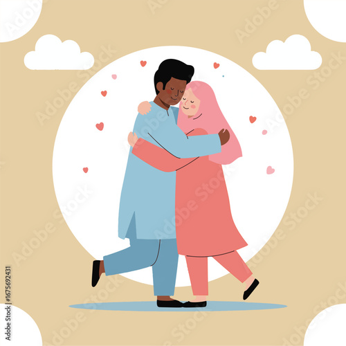 Affectionate couple sharing a warm embrace of love and connection.