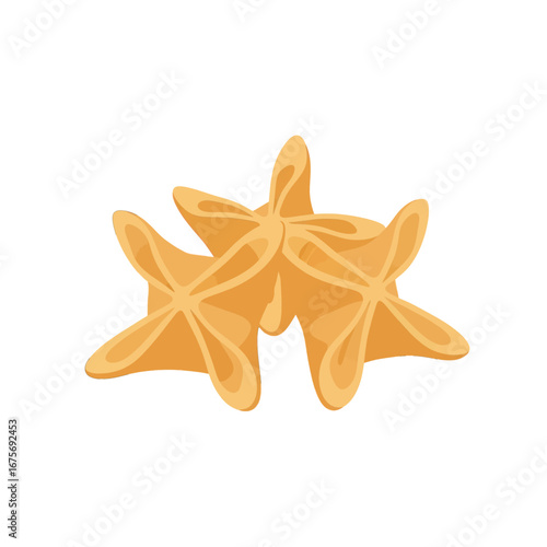 Two star-shaped pastry items are depicted against a stark black backdrop.