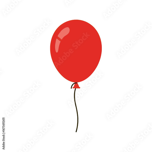A vibrant red balloon floats against a dark background, showcasing a simple yet striking design.