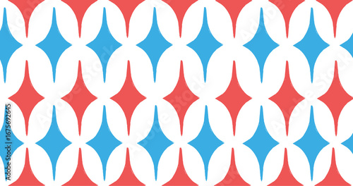 Red and Blue Transparent Vintage Diamond Pattern