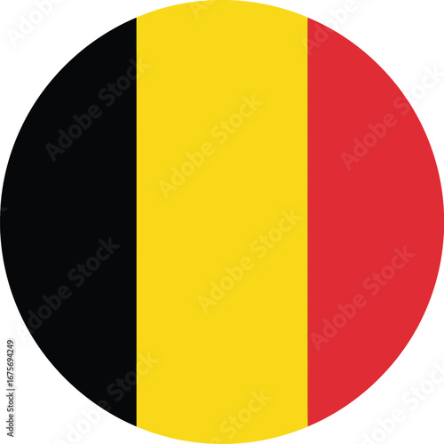 Belgium flag button round isolated on transparent background. vector illustration