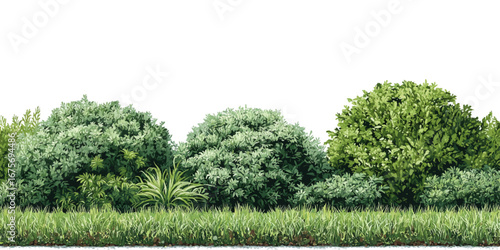 Coniferous forest, silhouette of pine trees and spruces, Isolated trees cutout collections, vector illustration, Realistic green tree natural park trees collection, texture design whit background