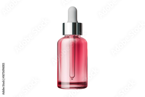 Bright pink dropper bottle with silver cap showcasing elegant and modern design, perfect for serums or oils in a minimalistic style against a clean background