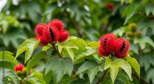 Annatto Seeds on a Plant.