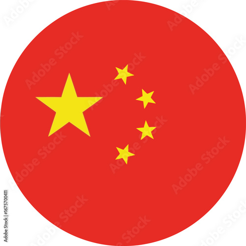 China flag circle. Chinese flag round. China flag circle transparent png. vector illustration