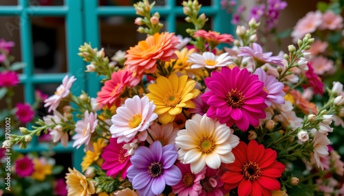 Vibrant Garden Bouquet Cozy Retro Setting