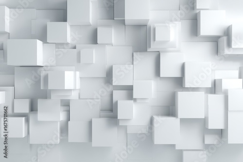 Modern white business style background illustration featuring three-dimensional blocks arranged in an abstract pattern for creative professional use in various design applications