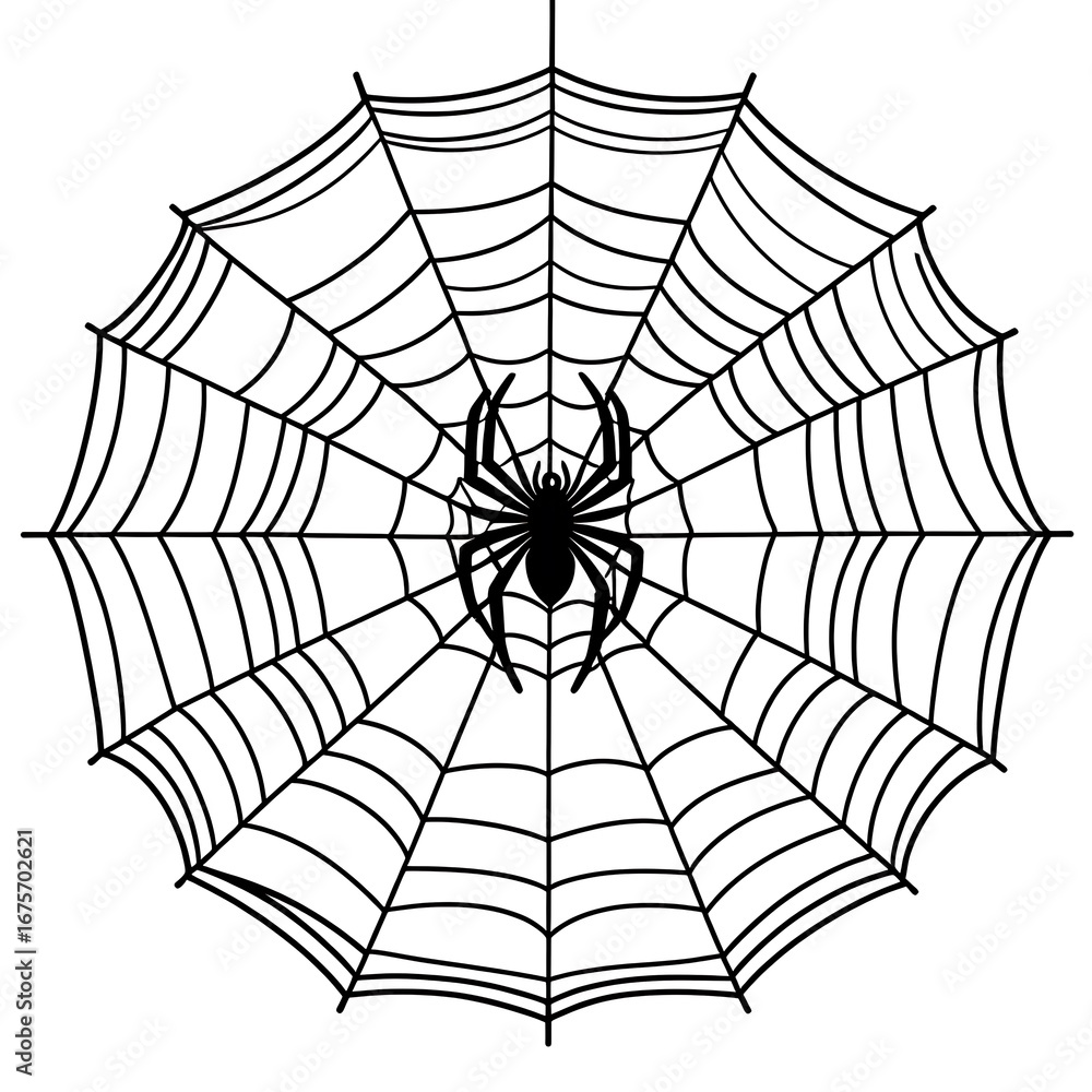 Obraz premium Spider Web with Hanging Spider