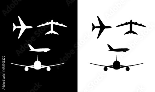 aircraft silhouette vector illustration, air, plan silhouette, silhouette, air, black, art, design, illustration, vector, black, white, solider, military, police, flight, transport, flying, cargo,