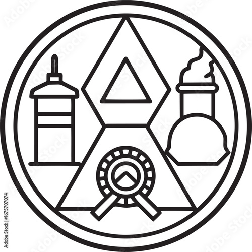 Hazard safety outline vector illustration, line art